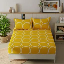 Bianca KOPA Extra Smooth Geometric Gold 152 TC Microfibre Double Bedsheet with 2 Pillow Covers-image-53