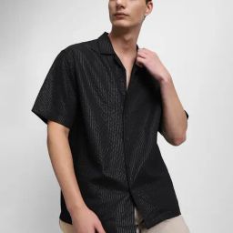Dennis Lingo Black Cotton Slim Fit Shirt-image-21