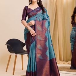 AVANTIKA FASHION Ethnic Motifs Woven Design Zari Pure Silk Banarasi Saree-picture-41