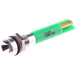 RS PRO Green Panel Mount Indicator 110V AC, Mounting Hole Size 8 mm, Termination Type Solder Tab, Model No 211099-36
