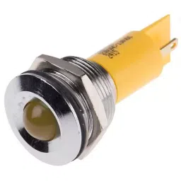 RS PRO Yellow Panel Mount Indicator 130 V DC. 230V AC, Mounting Hole Size 19 mm, Termination Type , Model No 208908-20