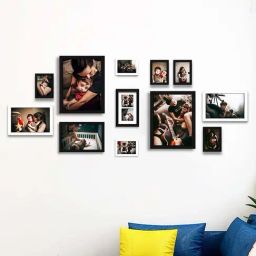Art Street Black Synthetic Large Collage Wall Photo Frame - Set of 12-13