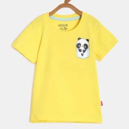 Dixcy Slimz Kids Yellow Cotton Printed T-Shirt-image-57