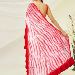limtd Tie and Dye Pure Georgette Block Print Saree image 2