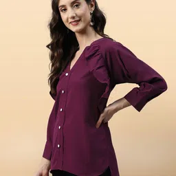 Anouk Rustic V-Neck Ruffled Tunics-image-3