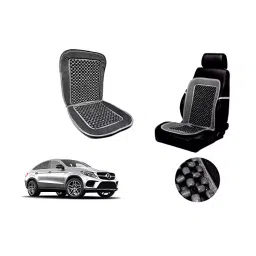 Auto Pearl Car Wooden Bead Seat Cushion with Grey Velvet Border Compatible for Mercedes-Benz MLC-image-45