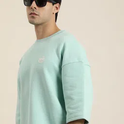 Difference of Opinion Men Oversized Fleece Sweatshirt with Applique Detail-image-43