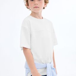 Mango Kids Boys Drop-Shoulder Sleeves Pure Cotton T-Shirt-picture-28