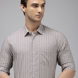 Arrow Manhattan Slim Fit Striped Cutaway Collar Pure Cotton Formal Shirt-image-58