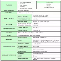Shavison True Power OFF Analog Timer DPDT (2 C/O) 110 – 240 V AC/DC, 2.5 VA Max. (Contact), TATP-180S-Z image 4