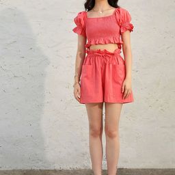 Sunscape Pure Cotton Square Neck Top & Shorts Co-ords-image-6
