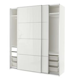 ikea pax / hokksund Wardrobe combination, white/high-gloss light grey, 200x66x236 cm-picture-6