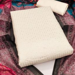 SHADOW & SAINING Striped Embroidered Sequinned Chanderi Cotton Unstitched Dress Material-image-60