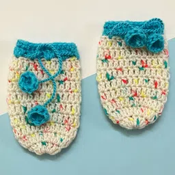 Little Peas Handmade Contrast Border Fusion Woollen Mittens - Light Blue-picture-35