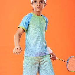 Pine Active Raglan Sleeves Printed T-Shirt & Shorts Set - Green-19