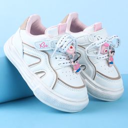 Babyoye Floral & Doll Applique Velcro & Lace Up Closure Casual Shoes - White-image-15