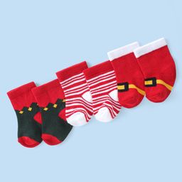 Cute Walk by Babyhug Knit Anti-Bacterial Ankle Length Socks with Striped & Diamond Design Pack of 3 - Red & White-image-65