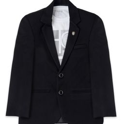 CAVIO Full Sleeves Solid Blazer With Text Printed Tee Set - Black-image-5