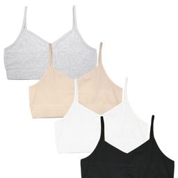 Charm n Cherish Pack Of 4 Cotton Blend Sleeveless Solid Bras - Black White Nude & Grey-image-43