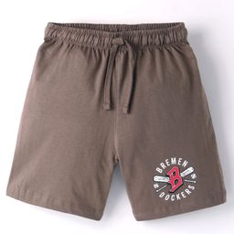CUCUMBER Sinker Knit Above Knee Length Shorts With Baseball Print - Brown-image-99