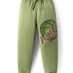 Pine Kids Knit Full Length Lounge Pant With Basketball Print - Olive Green-image-51