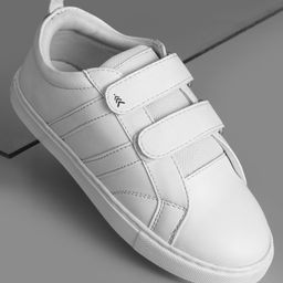 Pine Kids School Shoes with Velcro Closure - White-image-96