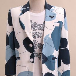 Dapper Dudes Full Sleeves Abstract Printed Blazer With Tee Set - Blue-image-34