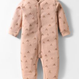 I Bears Interlock Knit Full Sleeves Front Open Romper with Circus Print - Rose Gold-image-58