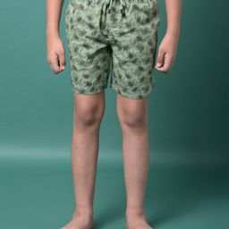 CRIMSOUNE CLUB Cotton Woven Leaves Printed Shorts - Green-picture-15