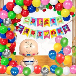 Zyozi Rice Ceremony Decorations Combo Banner, Balloons, Arch & Foil Balloons - Multicolor Pack Of 53-picture-41