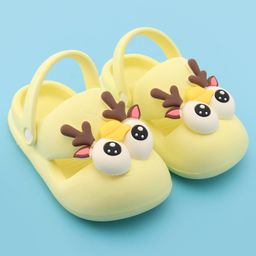 Oh! Pair Slip On Clogs with Deer Applique & Back Strap - Yellow image 2