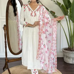 CaniBani Off White Viscose Rayon Kurta Sets-picture-44