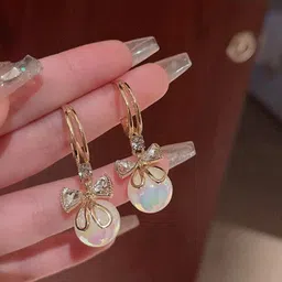 DressBerry Agate Studded Contemporary Shaped Drop Earrings-image-68