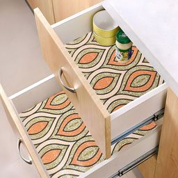 Kuber Industries Green & Orange 2 Pieces Printed Water Resistant Shelf Liner Organisers-3