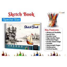 GO WOO Big Size Pemium Sketch Book : Spiral-bound art notebooks, Art colouring book (27.5 x 34.7 cm), 140 GSM Thick paper book for drawing and Sketching | Pack of 2 Sketch Books image 5