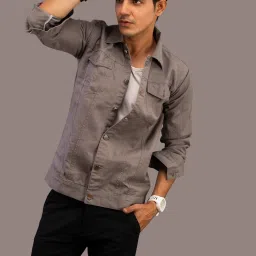 Men Solid Denim Jacket-image-37