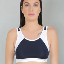 N-Gal Navy & White Sports Bra-image-70