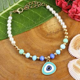 Asthetika Artificial Beaded Bracelet Evil Eye Rakhi With Roli Chawal-53