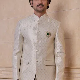 Tasva Printed Brocade Jodhpuri Bandhgala Blazer-picture-0
