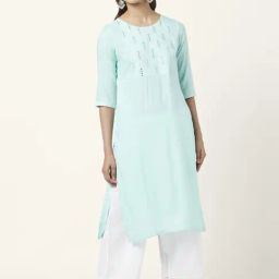 Rangmanch by Pantaloons Green Embroidered A Line Kurta-picture-17
