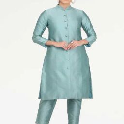 Kaanchie Nanggia Blue Taffeta Jacket with Pant-image-47