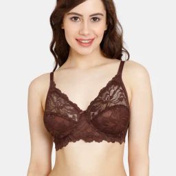 Rosaline by Zivame Brown Lace Half Coverage Double Layered T-Shirt Bra-image-86
