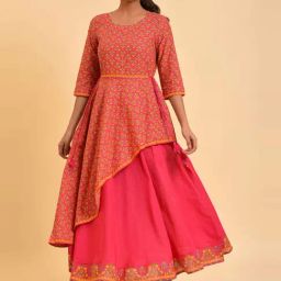 W Pink Printed Maxi Dress-image-46