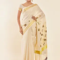 Soch Golden Cotton Woven Saree With Unstitched Blouse-picture-39