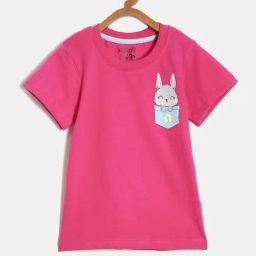 Dixcy Slimz Kids Pink Cotton Printed T-Shirt-image-41