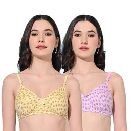 FIMS Pink & Yellow Printed Bras - Pack Of 2-picture-8