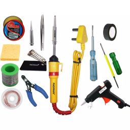 Fadman Beginner Basic 13 In 1 Soldering Iron Kit Copper, Iron & Nickle Corded 25 W with Solder Wire, Cutter, Tester, Hardware Tape-4