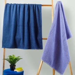 Nautica Cross View Navy & Grapemist Cotton 600 GSM Fluffy Zero Twist Bath Towel - Set of 2-image-68