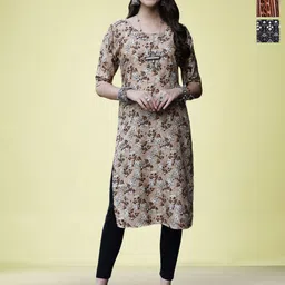 Moda Rapido Women Ethnic Motifs Printed Sequinned Floral Crepe Kurta-image-94