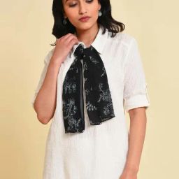 W Off-White Cotton Striped Top-image-10